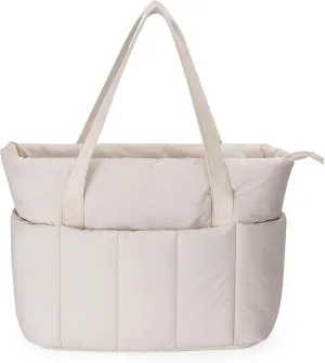 Narwey Puffer Travel Tote Bag for Women Work with Laptop Compartment, Quilted Puffy Tote Bags for Carry on, College, Nurse
