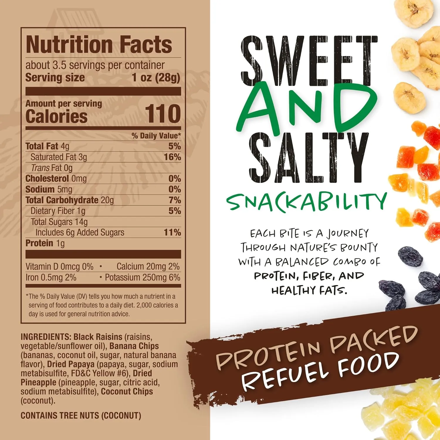 Natural Cravings Trail Mix Snack Packs - Individual 3.5 oz Bags - Rainforest Dried Fruit Mix & Assorted Nuts Mix with Dry Pineapple, Banana Chips, Papaya, Raisins, Coconut - Trail Mix Individual Packs