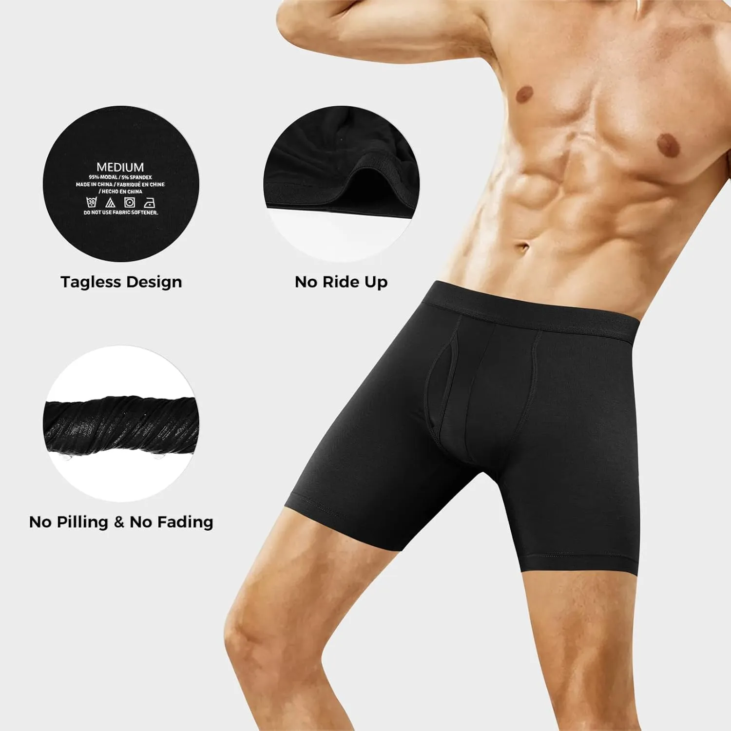 Natural Feelings Athletic Mens Underwear Boxer Briefs for Men pack 2-4 Pack S M L XL XXL