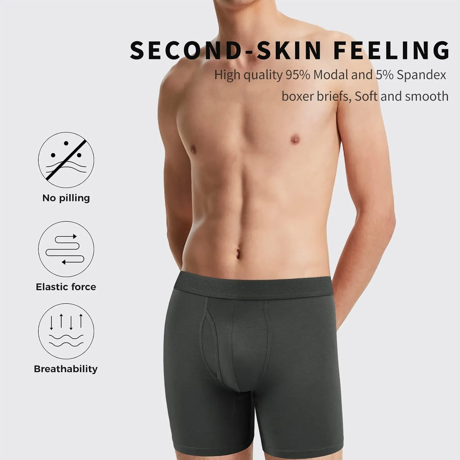 Natural Feelings Athletic Mens Underwear Boxer Briefs for Men pack 2-4 Pack S M L XL XXL
