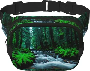 Nature Landscape Stream Travel Waist Bag Suitable For Running, Cycling And Outdoor Adventures, Store Mobile Phones And Credit Cards
