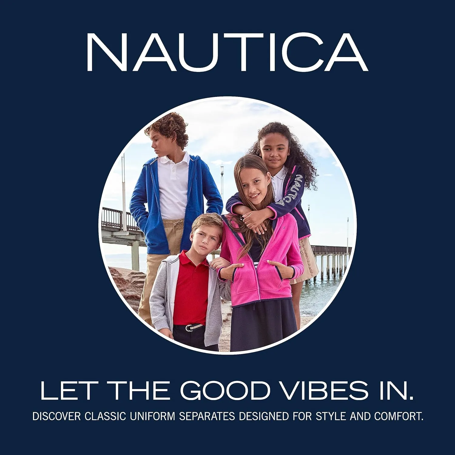Nautica Boys' School Uniform Jogger Pants, Elastic Waistband with Drawstring Closure, Stretch Twill Fabric