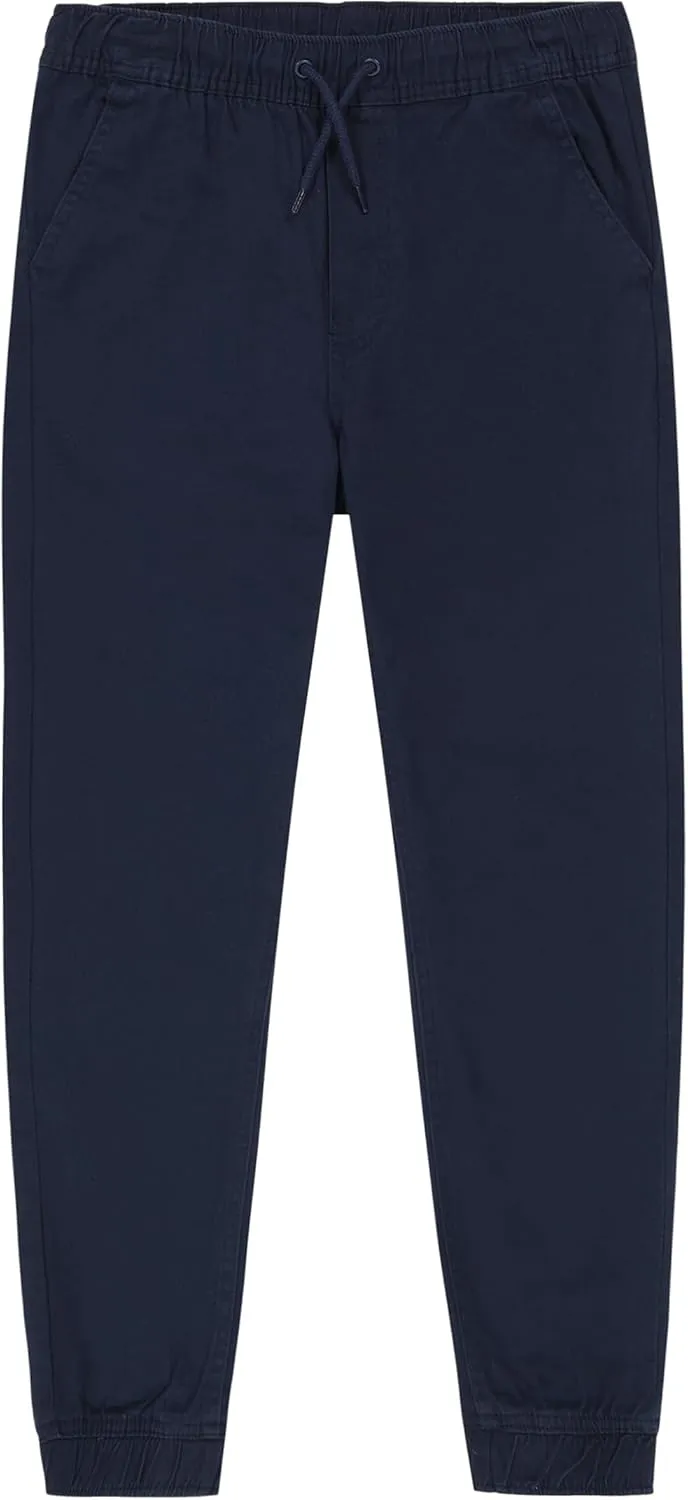 Nautica Boys' School Uniform Jogger Pants, Elastic Waistband with Drawstring Closure, Stretch Twill Fabric
