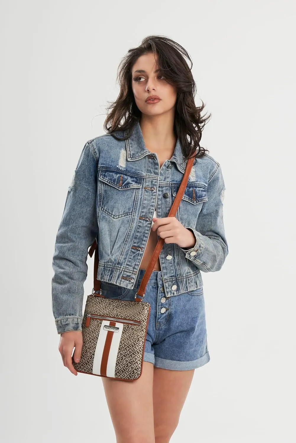 Nautica Lakeside Signature Jaquard North South Crossbody Bag