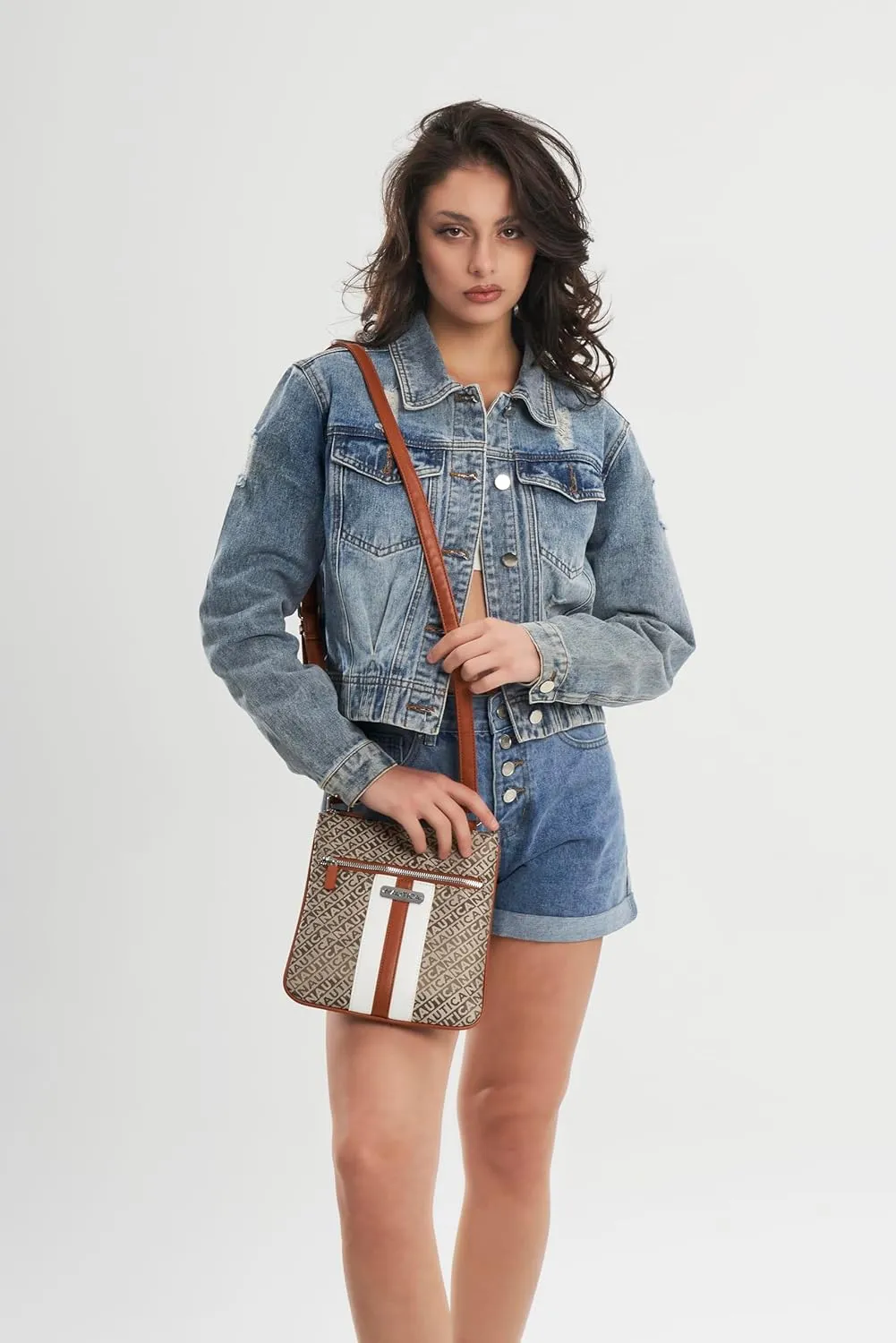 Nautica Lakeside Signature Jaquard North South Crossbody Bag