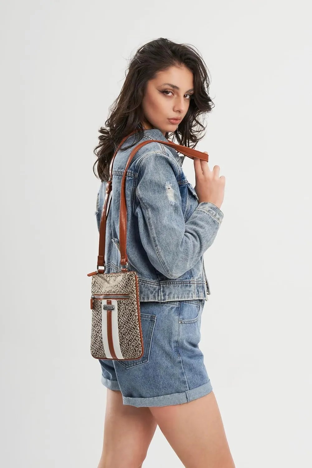 Nautica Lakeside Signature Jaquard North South Crossbody Bag