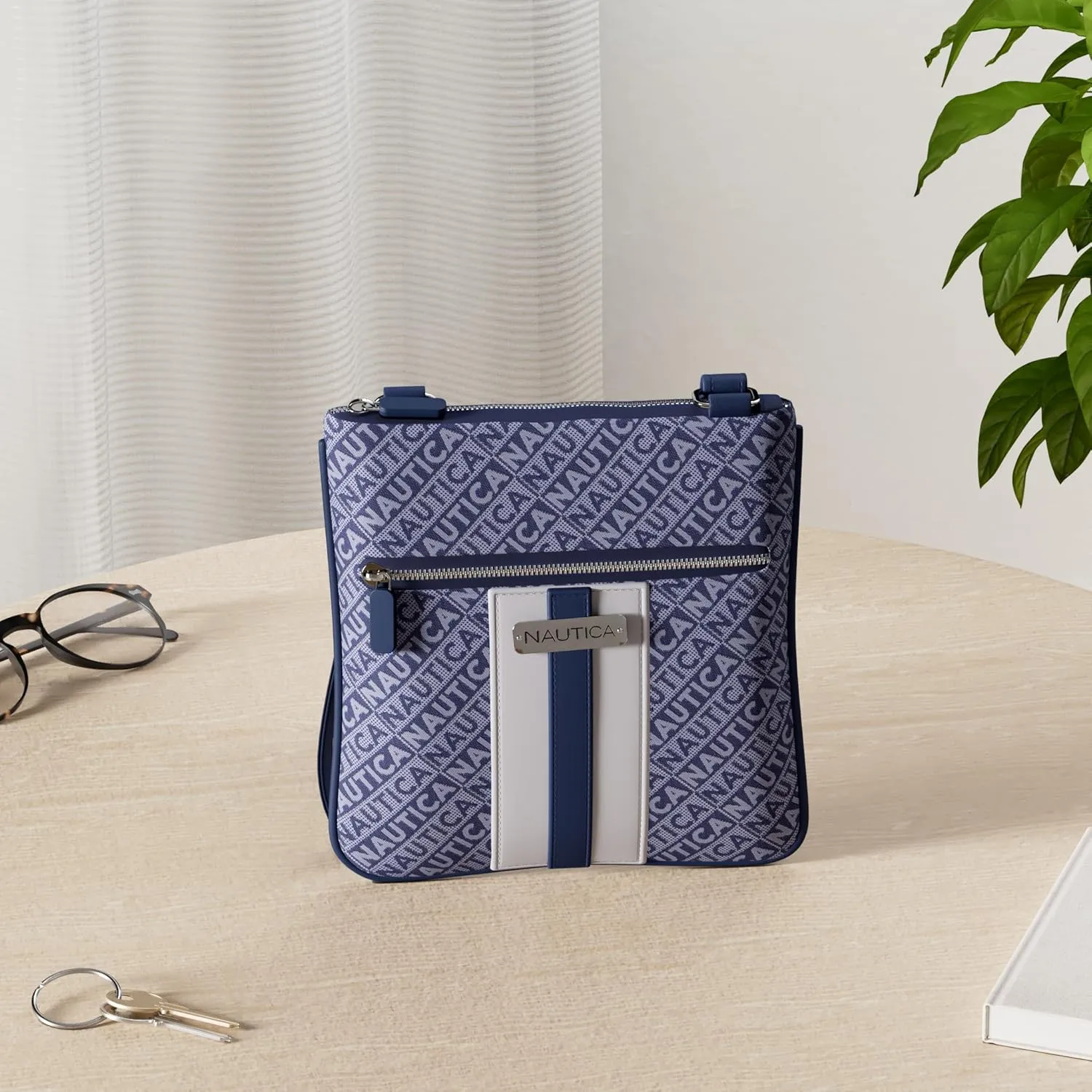 Nautica Lakeside Signature Jaquard North South Crossbody Bag