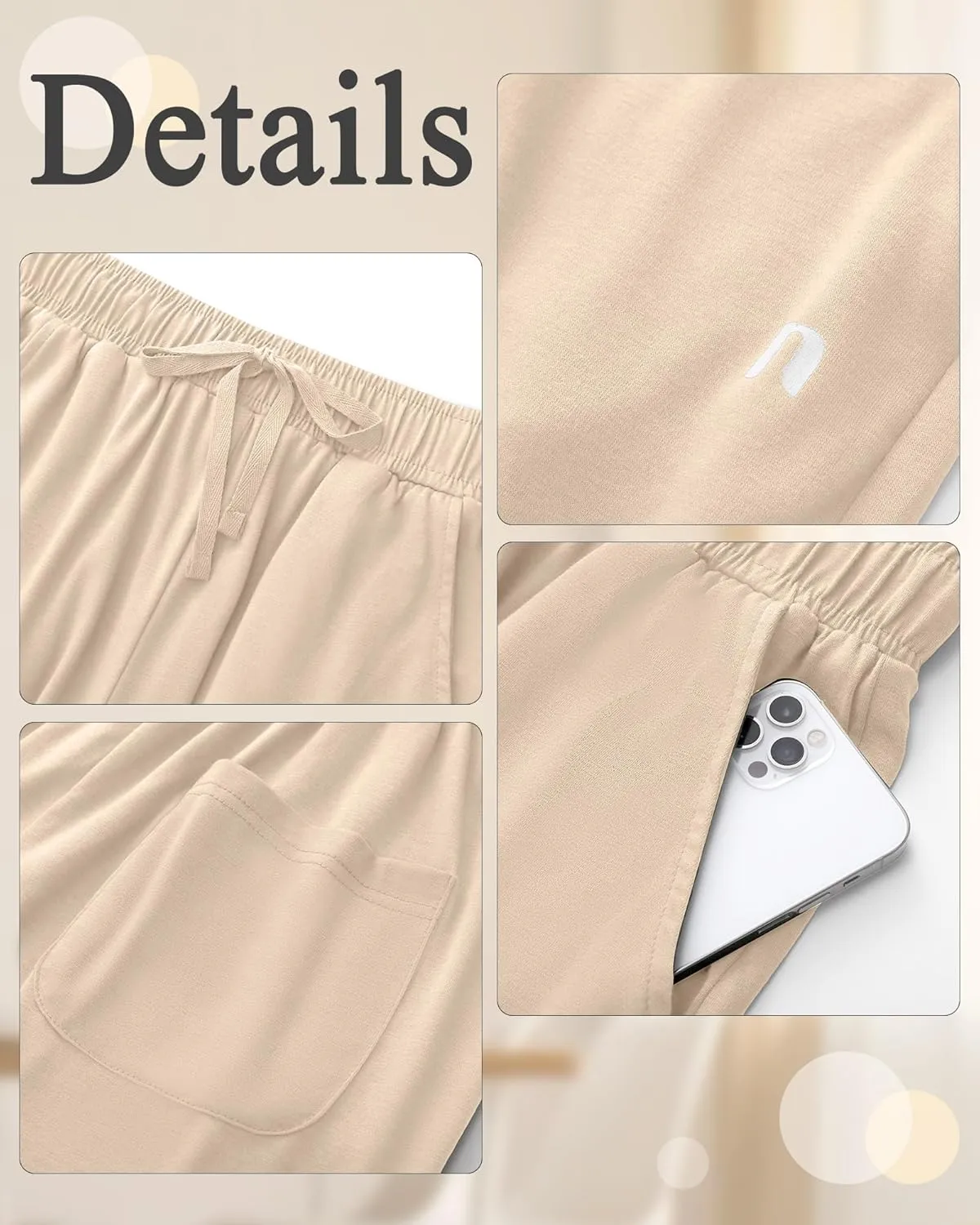 Neer 3 Pack Women's Plus Size Capris, Cotton Wide Leg Pants Casual Drawstring Capri Sweatpants Drawstring Pants with Pockets