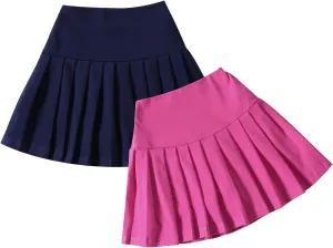 Neutocd Toddler Baby Girls Skirts Skorts Elastic High Waist Plain Pleated Skirts for Girls Running Sports Tennis Skater Skirt