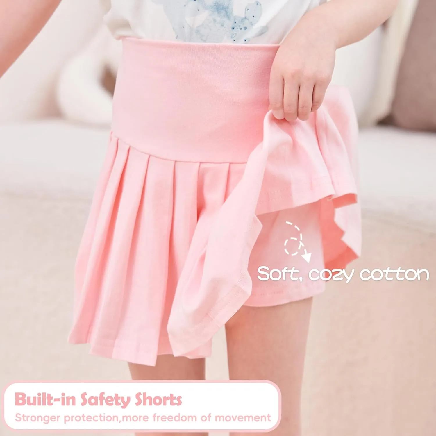 Neutocd Toddler Baby Girls Skirts Skorts Elastic High Waist Plain Pleated Skirts for Girls Running Sports Tennis Skater Skirt