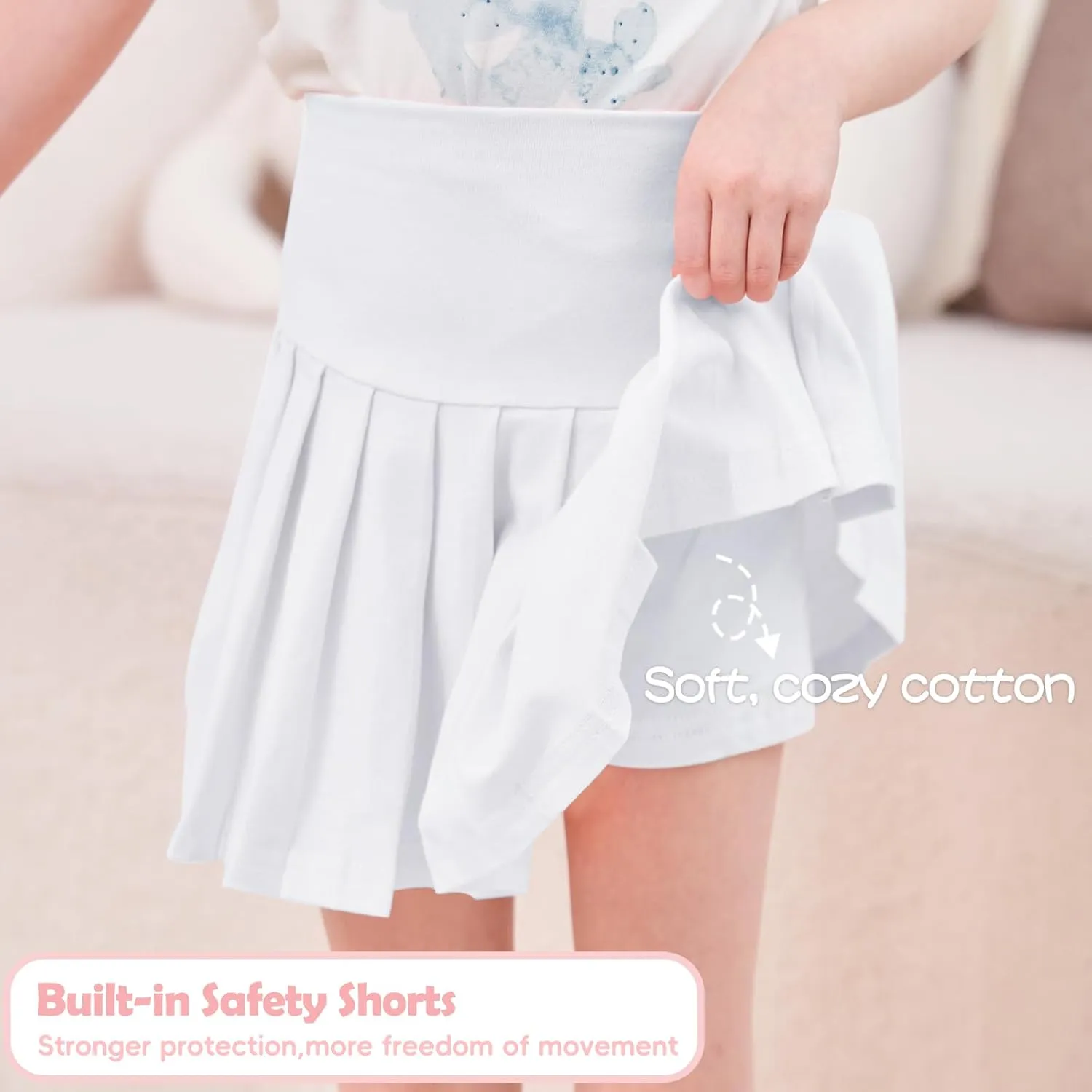 Neutocd Toddler Baby Girls Skirts Skorts Elastic High Waist Plain Pleated Skirts for Girls Running Sports Tennis Skater Skirt