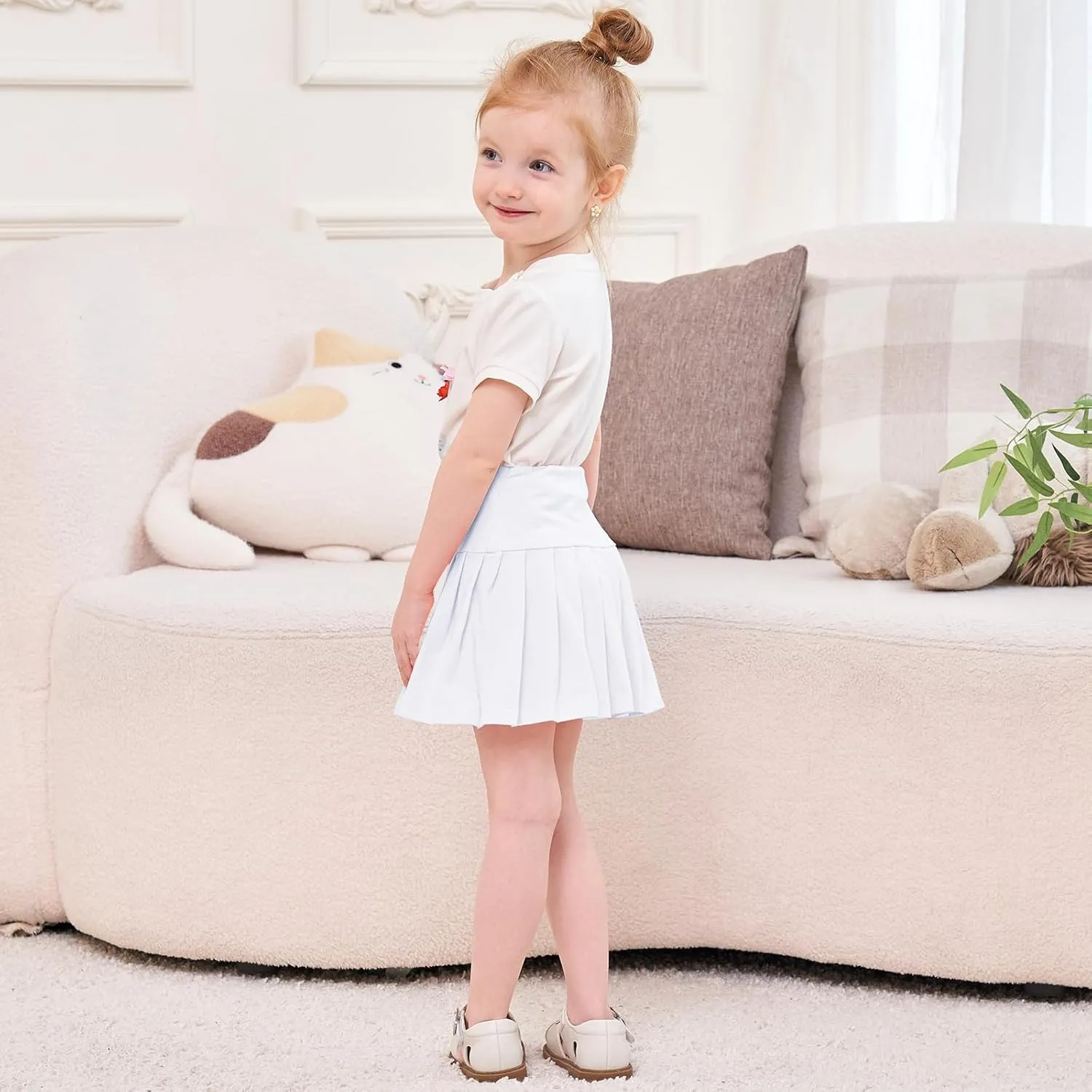 Neutocd Toddler Baby Girls Skirts Skorts Elastic High Waist Plain Pleated Skirts for Girls Running Sports Tennis Skater Skirt