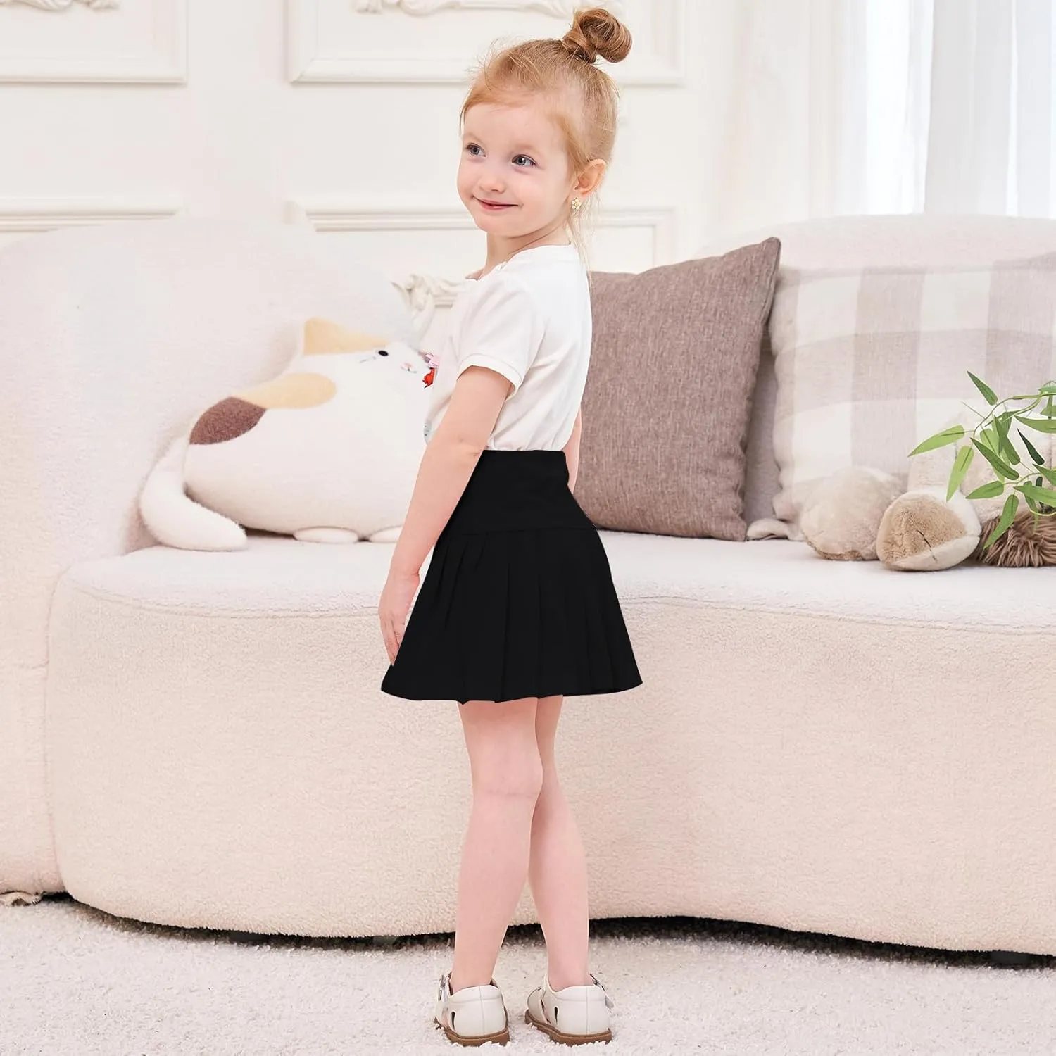 Neutocd Toddler Baby Girls Skirts Skorts Elastic High Waist Plain Pleated Skirts for Girls Running Sports Tennis Skater Skirt
