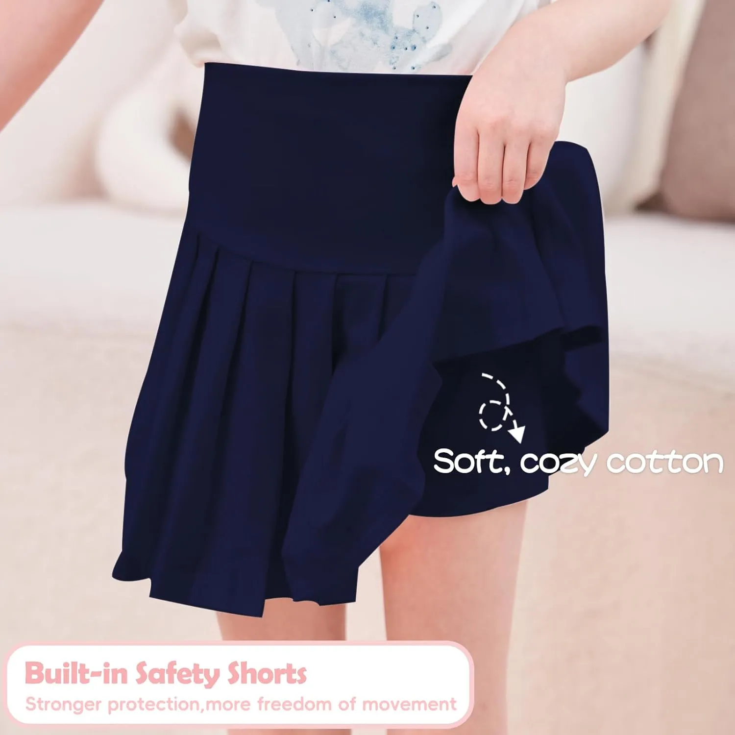 Neutocd Toddler Baby Girls Skirts Skorts Elastic High Waist Plain Pleated Skirts for Girls Running Sports Tennis Skater Skirt