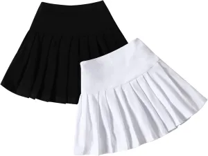 Neutocd Toddler Baby Girls Skirts Skorts Elastic High Waist Plain Pleated Skirts for Girls Running Sports Tennis Skater Skirt