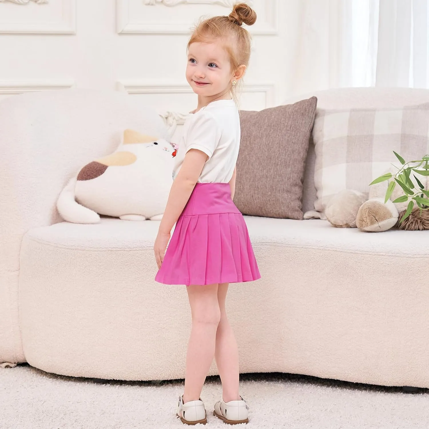Neutocd Toddler Baby Girls Skirts Skorts Elastic High Waist Plain Pleated Skirts for Girls Running Sports Tennis Skater Skirt