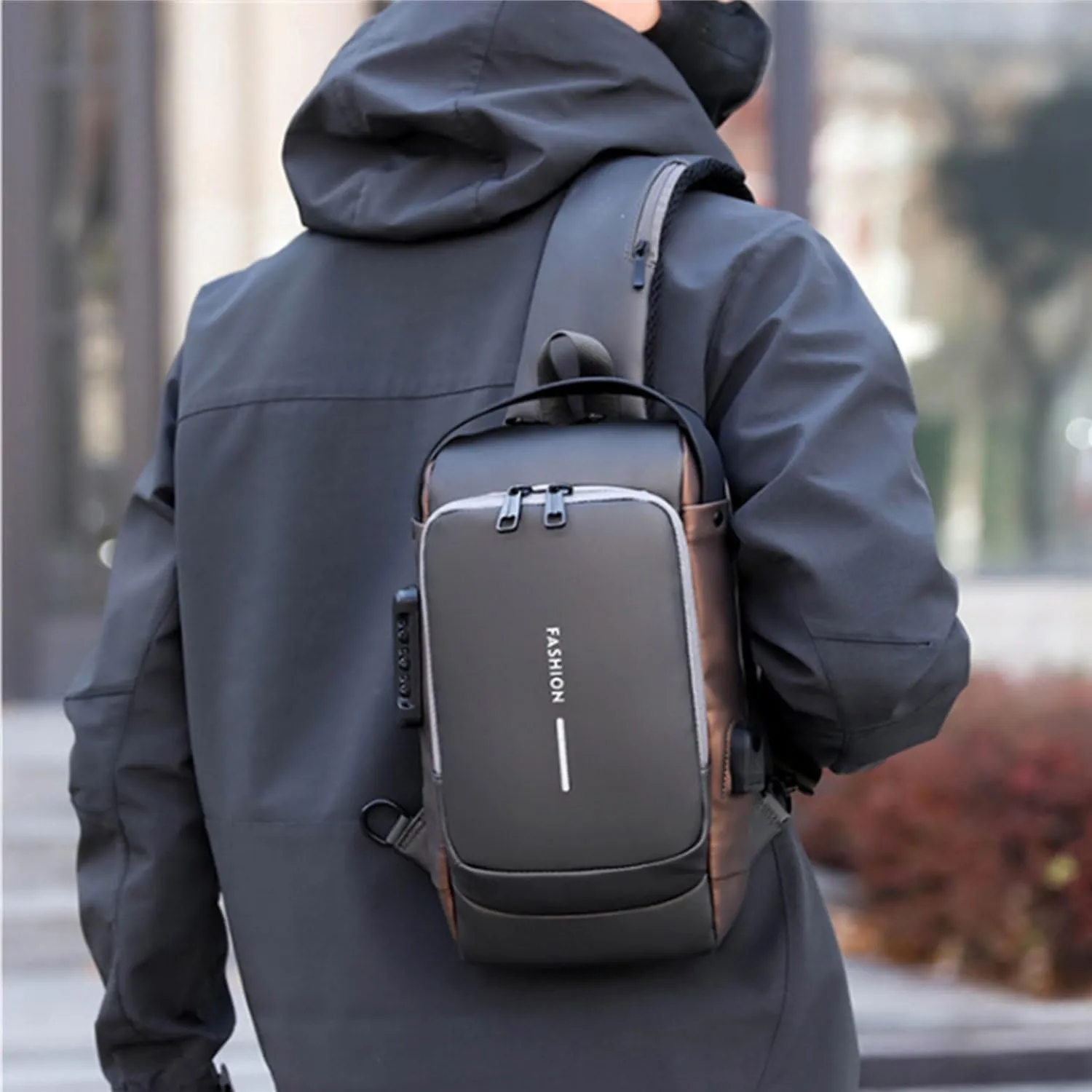 New Carbon Fiber Streamline Anti-Theft Sling Bag, Sports Crossbody Anti-Theft Shoulder Bag, Waterproof Shoulder Bag