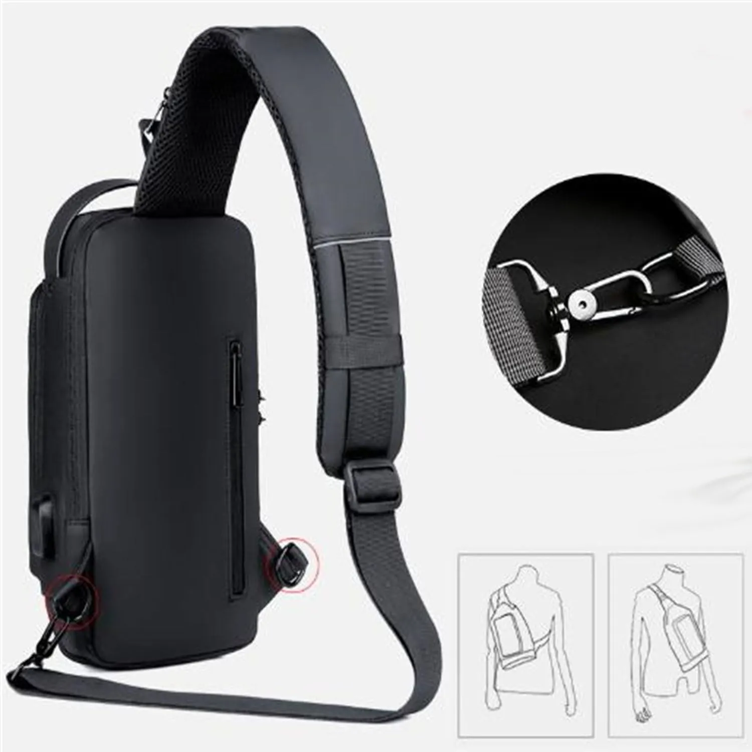 New Carbon Fiber Streamline Anti-Theft Sling Bag, Sports Crossbody Anti-Theft Shoulder Bag, Waterproof Shoulder Bag