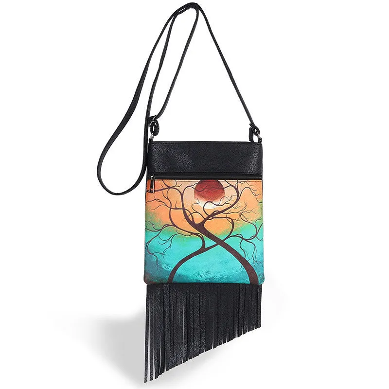 New Tassel Printing Shoulder Bags Women Handbag Women Messenger Bags Leather Handbags Europe Style Leather Ladies Messenger Bag