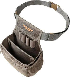 NEW VIEW Double Compartment Shell Bag - Shotgun Shell Pouch with 59 Inch Waist Belt & Chock Holder - Holds 60 Hulls, Fast Shell Removal - Shooting Accessories for Sporting Clays, Trap Shooting