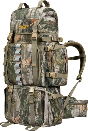 NEW VIEW Hunting Backpack for Men 80L, Camo Bag for Deer, Elk, Waterproof Daypack with Rain Cover & Frame