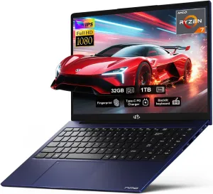 NIMO 15.6'' FHD IPS Business-Laptop-Computer - 8 Cores AMD Ryzen 7 6800H, 32GB DDR5 RAM 1TB SSD(Beat Intel i7 12700H, Up to 4.7GHz), AMD Radeon 680M GPU, 100W Type-C, Fingerprint, Backlit Keyboard