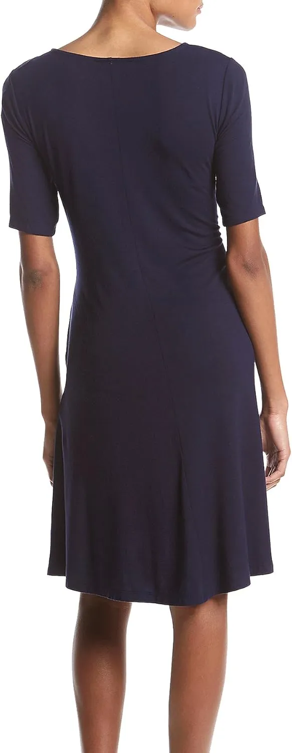 Nina Leonard Embroidered Trapeze Dress