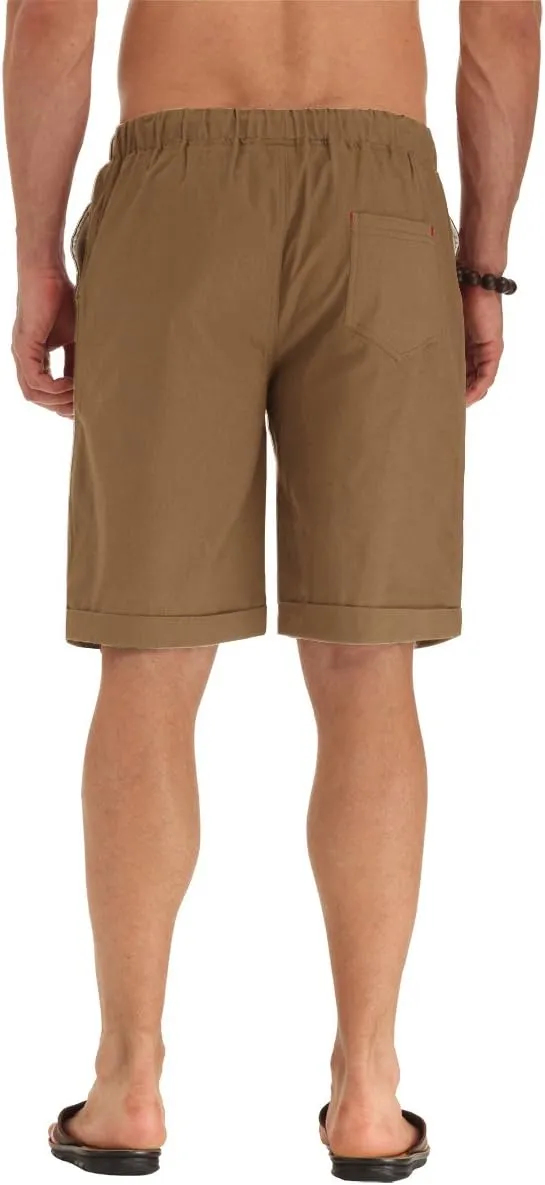 NITAGUT Men's Linen Casual Classic Fit Short Drawstring Summer Beach Shorts