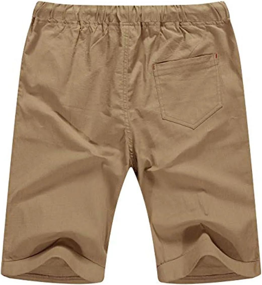 NITAGUT Men's Linen Casual Classic Fit Short Drawstring Summer Beach Shorts