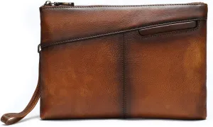 NIUCUNZH Genuine Leather Mens Clutch Bag Man Purse Handbag 12 inches Large Hand Bag Big Clutch Wallet