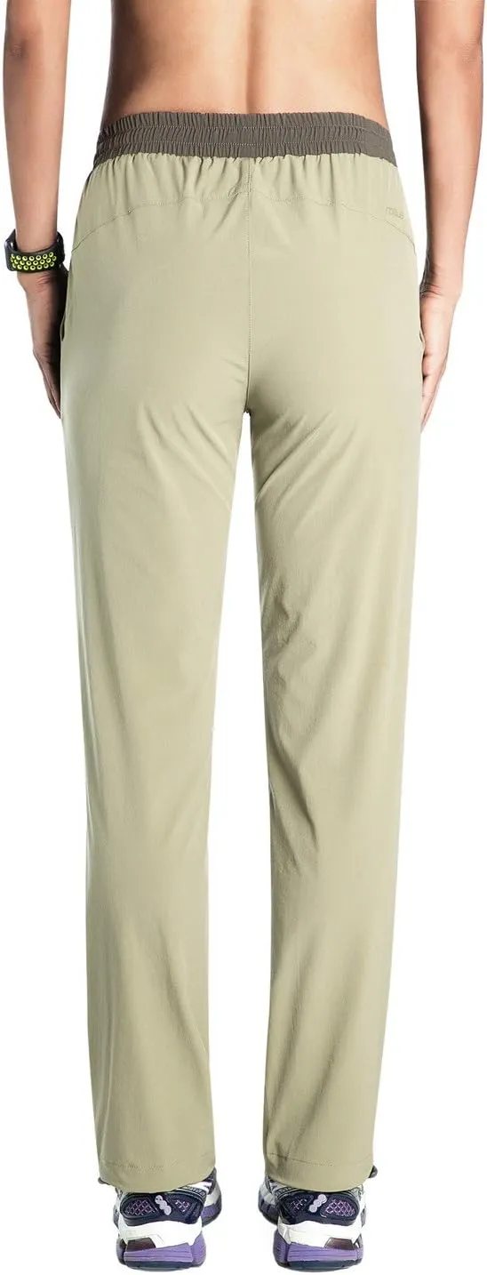 Nonwe Women's Quick Drying Hiking Pants Lightweight Drawstring Joggers with Pockets Elastic Waist Pants