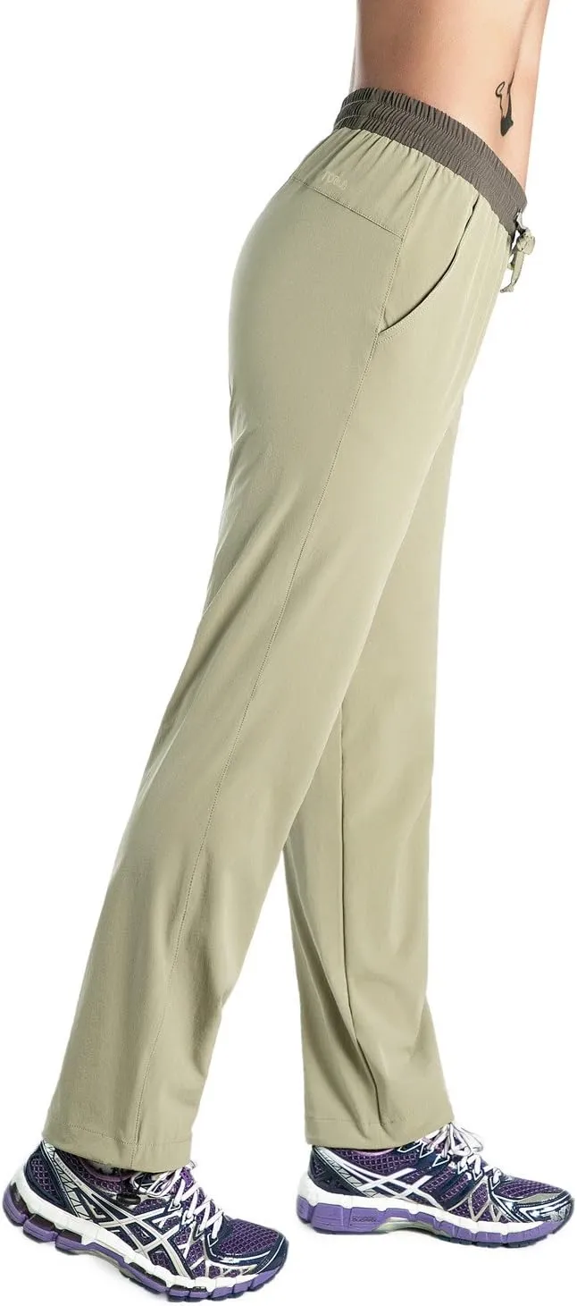 Nonwe Women's Quick Drying Hiking Pants Lightweight Drawstring Joggers with Pockets Elastic Waist Pants