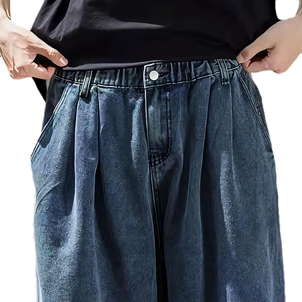 Nutriangee Men's Loose Wide Leg Jeans Straight Baggy Hip hop Streetwear Skateboard Denim Pants