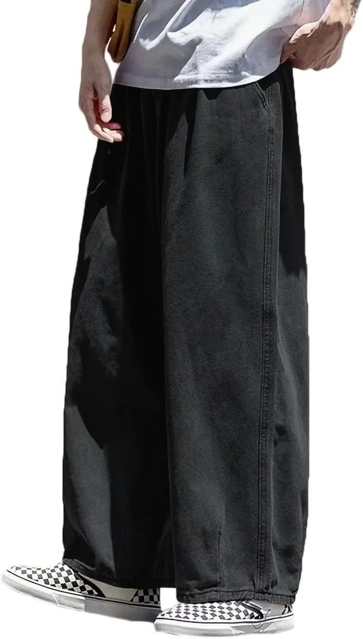 Nutriangee Men's Loose Wide Leg Jeans Straight Baggy Hip hop Streetwear Skateboard Denim Pants