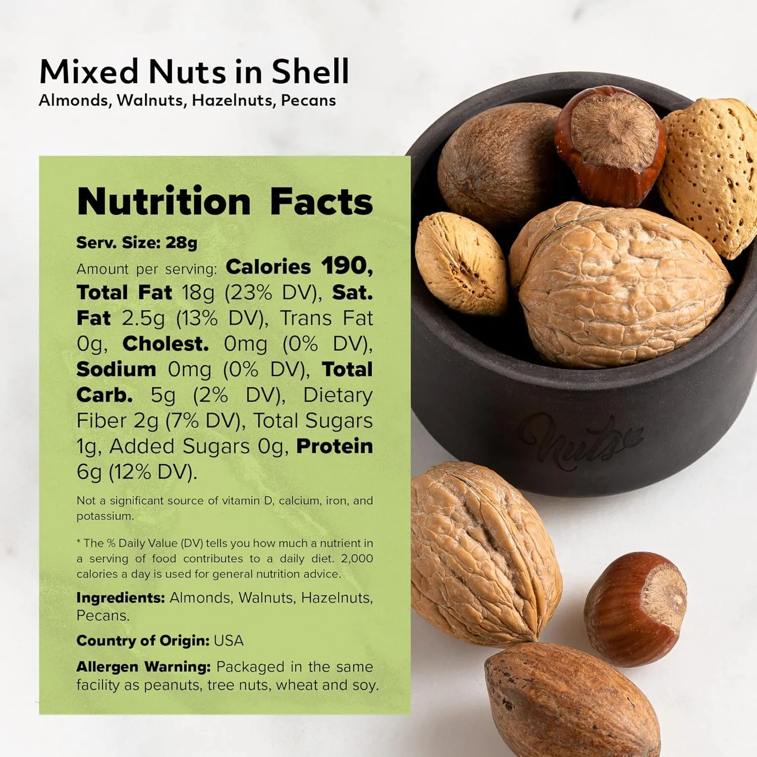 NUTS U.S. – Mixed Nuts In Shell (Almonds, Walnuts, Hazelnuts, Pecans) | No Added Colors and No Artificial Flavors | Fresh Buttery Taste and Raw |Packed In Resealable Bags!!! (6 LBS)