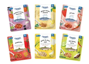 Ocean's Variety Pack | 3.17oz - 6 Pouches | Tuna & Pink Salmon Variety | Wild-Caught | Skinless & Boneless | Ready-to-eat | Skipjack Tuna | Alaskan Salmon | (6-Pack, Variety Combo)