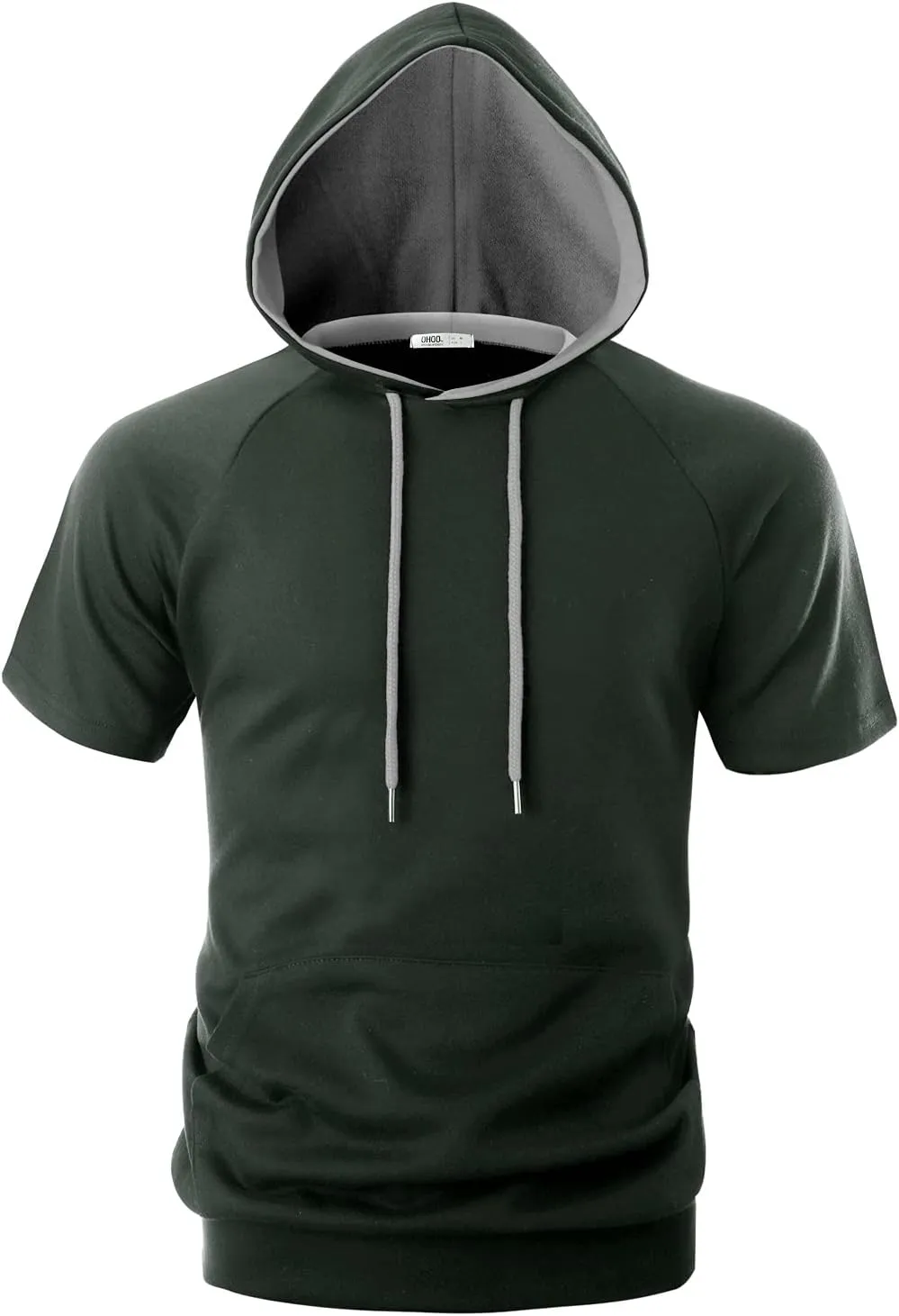 Ohoo Men's Short Sleeve Hoodie Pullover Slim Fit Lightweight Summer Hooded Sweatshirt