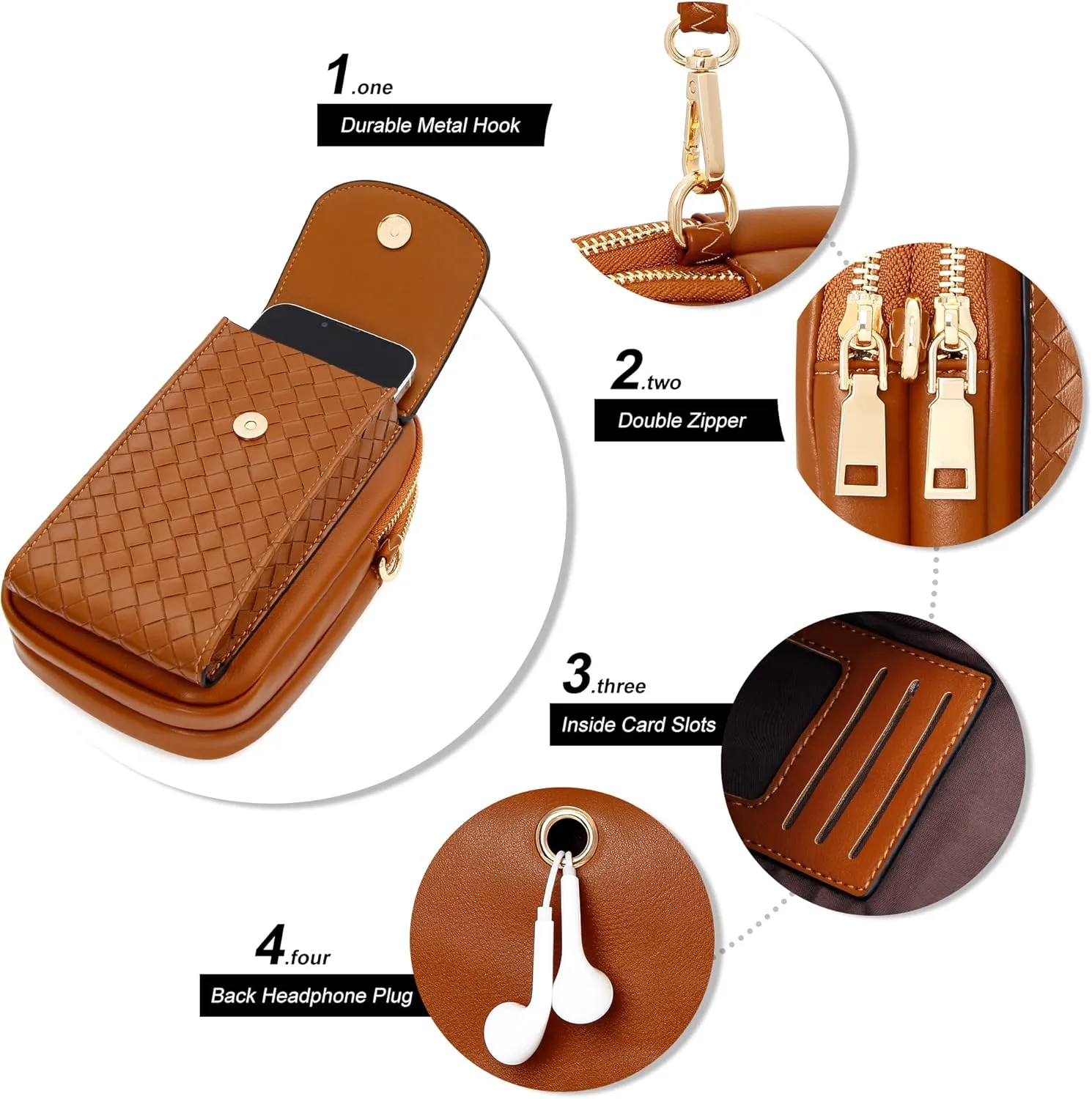 OIDERY Small Crossbody Bags Cell Phone Purse for Women, Leather Shoulder Handbag Wallet Purse with Credit Card Slots