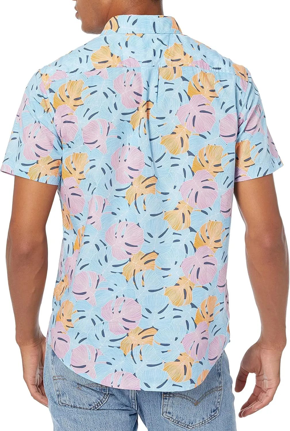 Original Penguin Men's WVN Short Sleeve Trpcl Floral Shirt