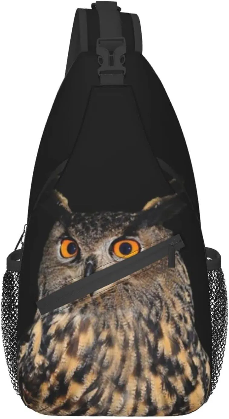 Owl Sling Bag Animal Crossbody Chest Daypack Casual Backpack Cool Shoulder Bag For Travel Picnic