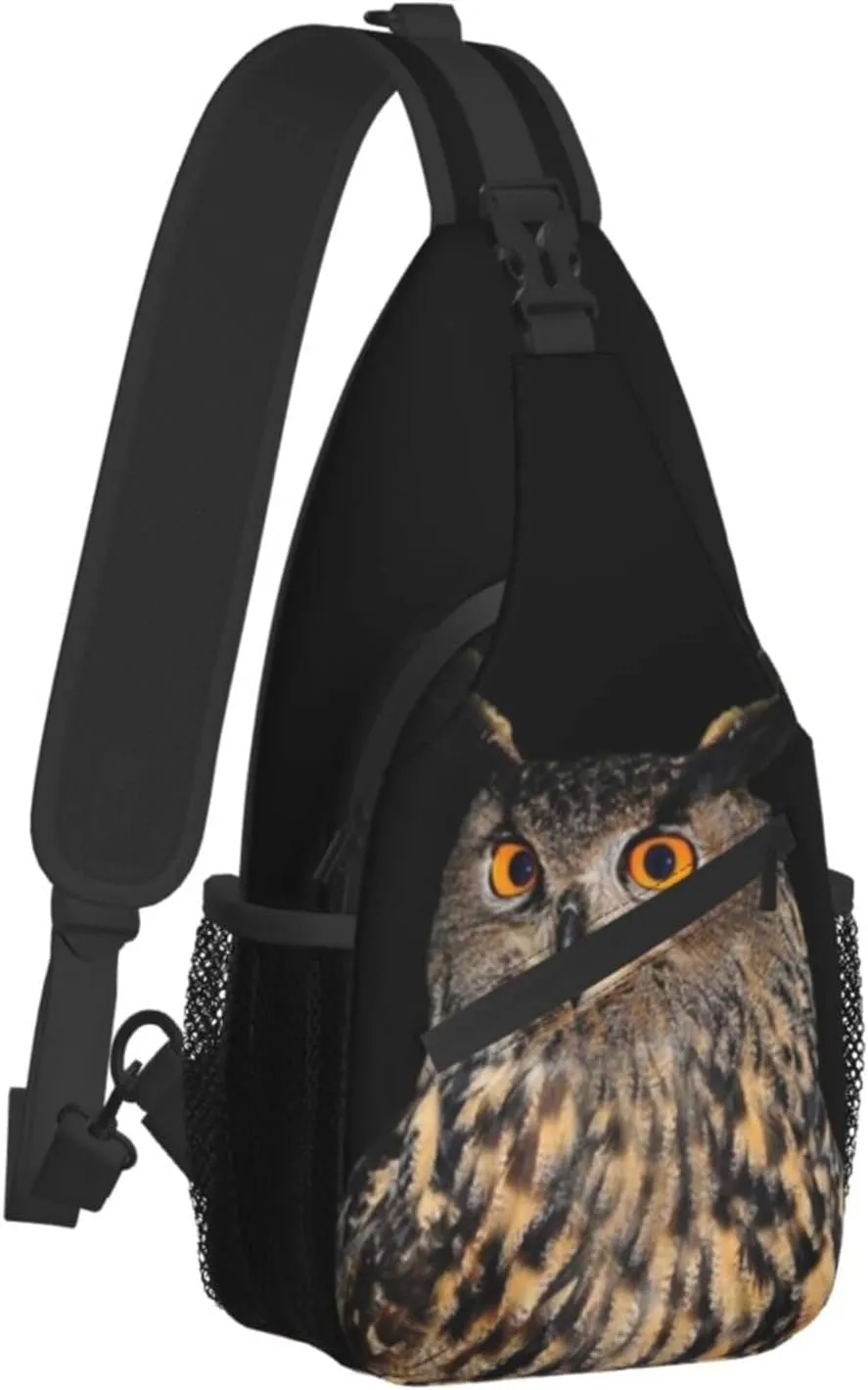 Owl Sling Bag Animal Crossbody Chest Daypack Casual Backpack Cool Shoulder Bag For Travel Picnic