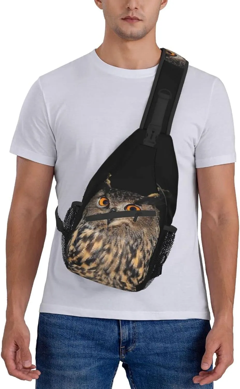 Owl Sling Bag Animal Crossbody Chest Daypack Casual Backpack Cool Shoulder Bag For Travel Picnic