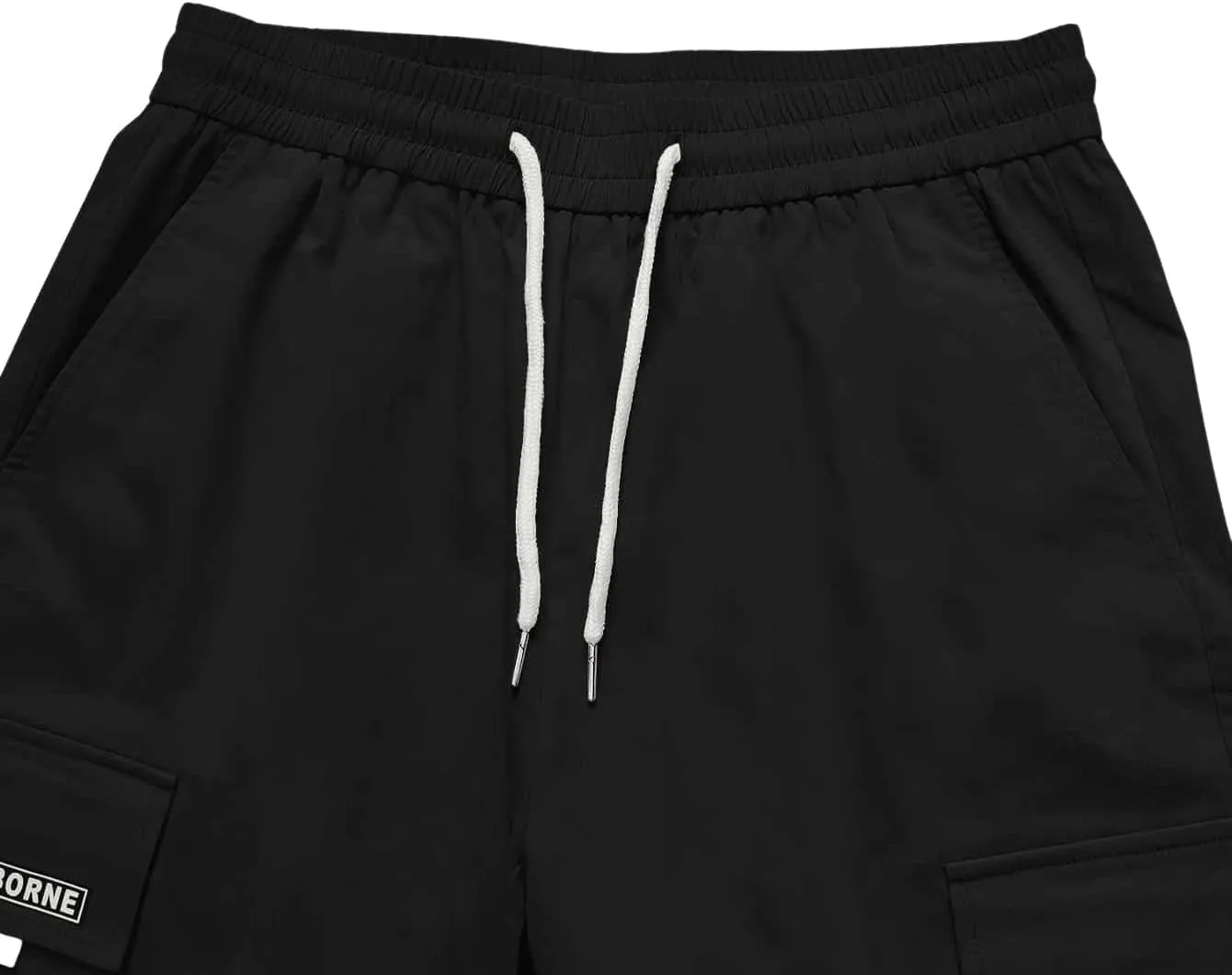 OYOANGLE Men's Casual Drawstring Elastic Waist Flap Pocket Letter Graphic Street Jogger Cargo Pants
