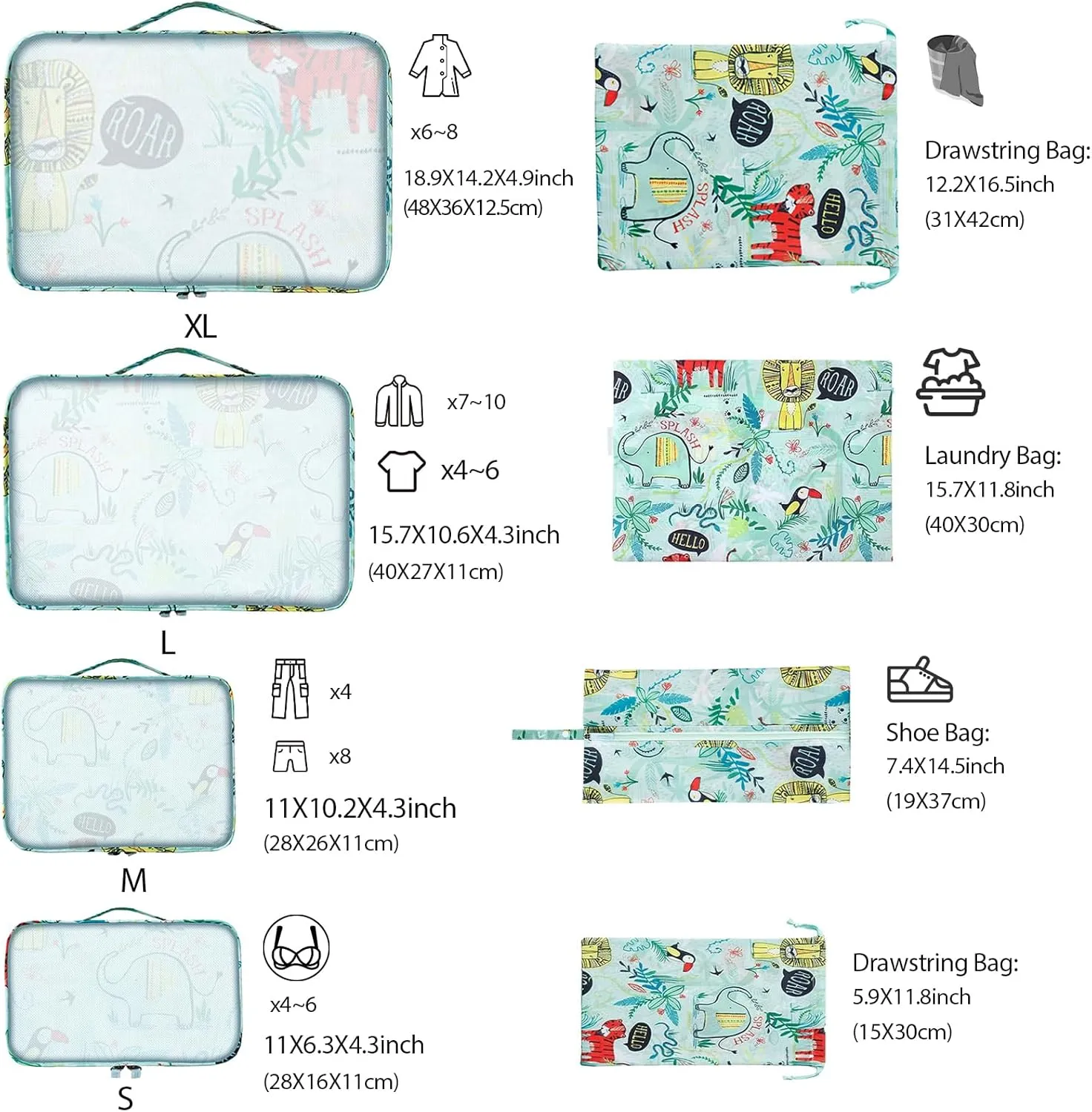 Packing Cubes for Travel, 8 Pieces Luggage Packing Organizers for Suitcase, Kid Packing Cubes, Travel Essentials for Girls and Women