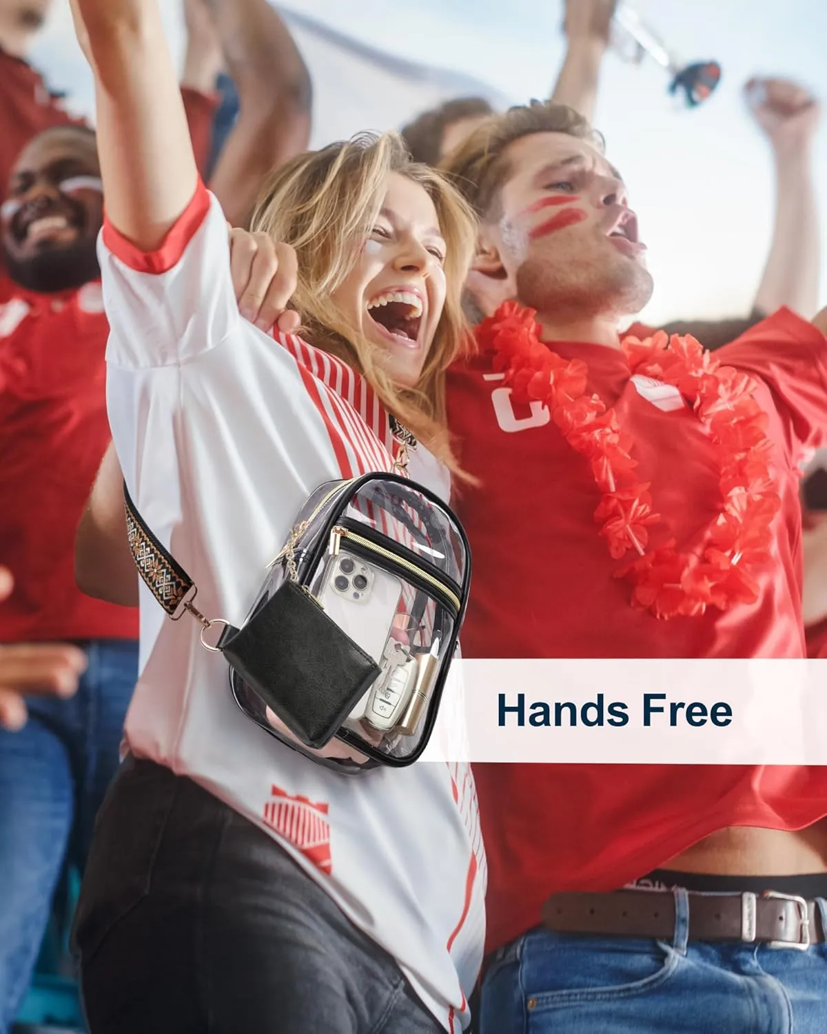 PACKISM Clear Bag for Stadium Events - Clear Sling Bag for Sport Concert, Clear Crossbody Bags for Women with Comfortable Strap