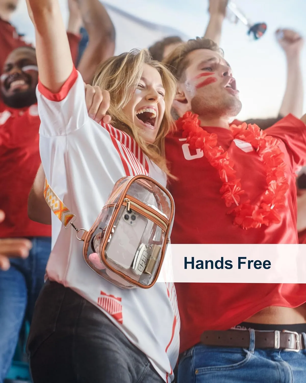 PACKISM Clear Bag for Stadium Events - Clear Sling Bag for Sport Concert, Clear Crossbody Bags for Women with Comfortable Strap