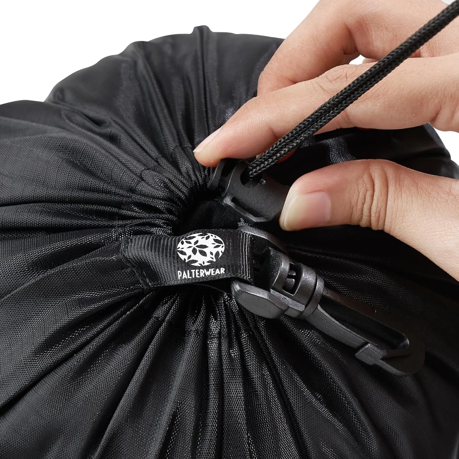 PALTERWEAR Drawstring Bag - Cinch and Ditty Pouch with Clip for Travel, Wardrobe, Outdoors - Set of 5 (Black, 8 x 11 inch)