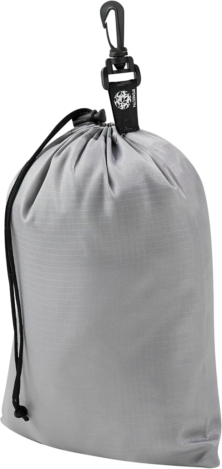 PALTERWEAR Drawstring Bag - Cinch and Ditty Pouch with Clip for Travel, Wardrobe, Outdoors - Set of 5 (Gray, 8 x 11 inch)