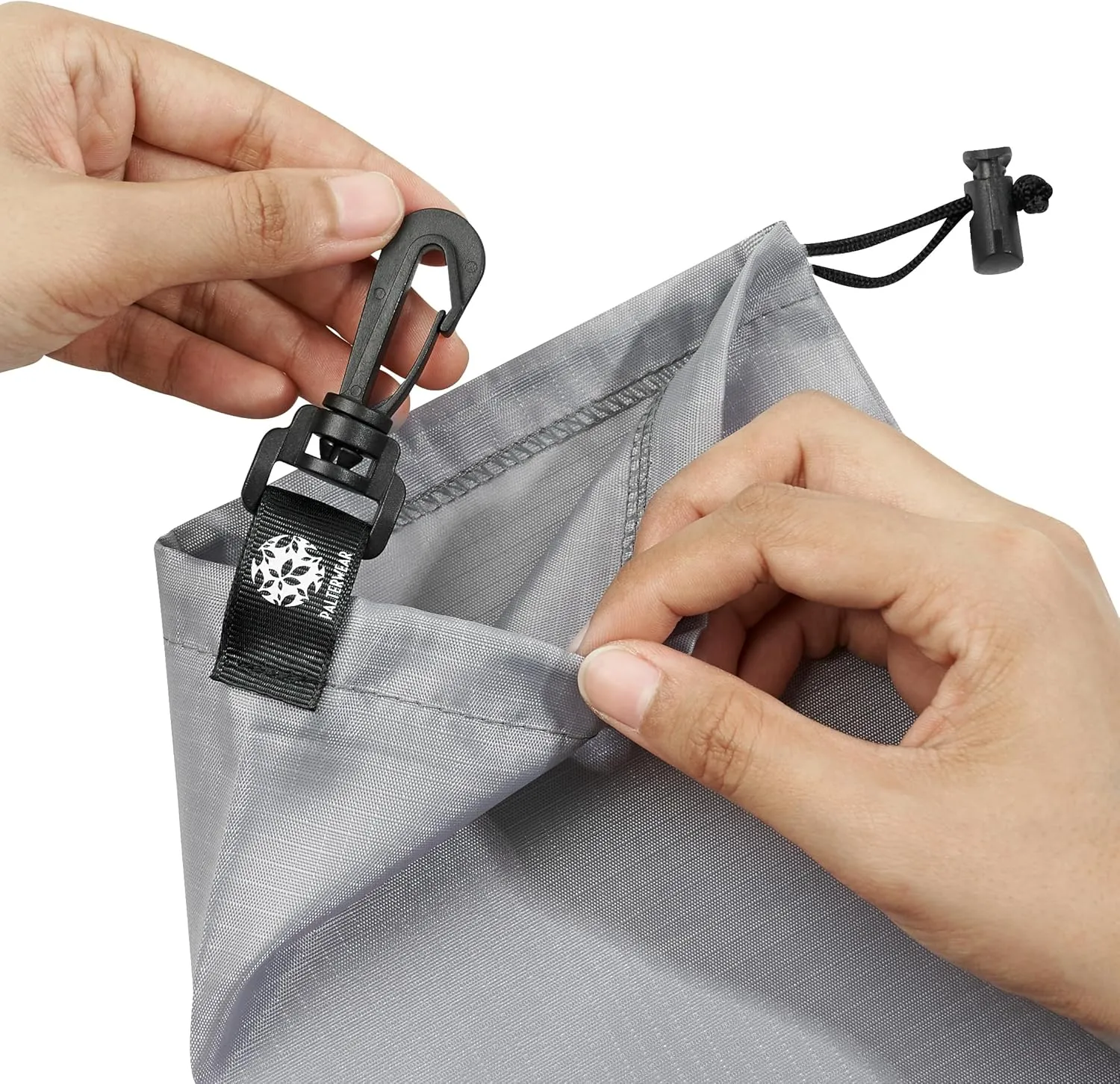 PALTERWEAR Drawstring Bag - Cinch and Ditty Pouch with Clip for Travel, Wardrobe, Outdoors - Set of 5 (Gray, 8 x 11 inch)