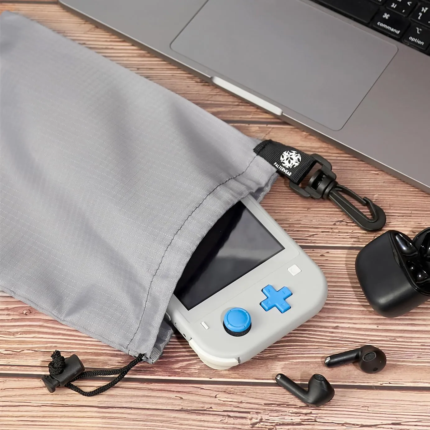 PALTERWEAR Drawstring Bag - Cinch and Ditty Pouch with Clip for Travel, Wardrobe, Outdoors - Set of 5 (Gray, 8 x 11 inch)